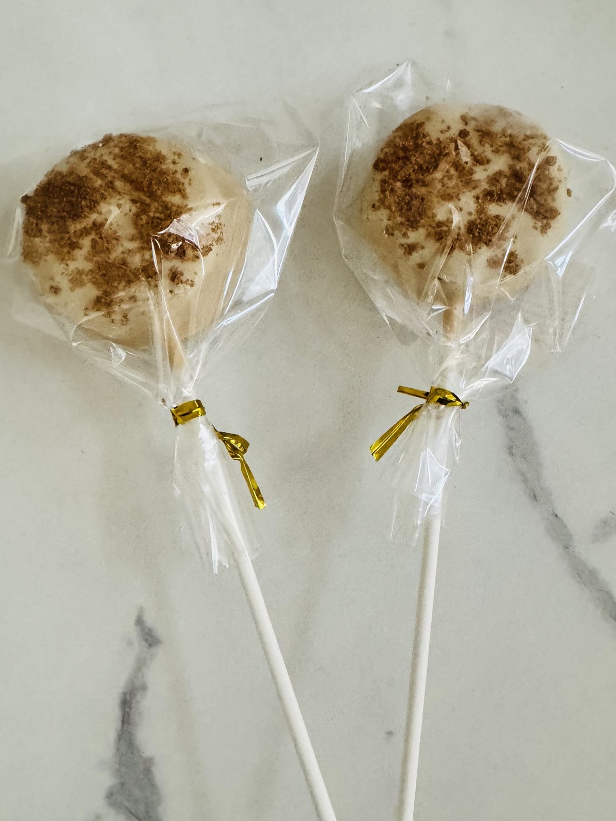 Cream cake pops dusted with cinnamon spice